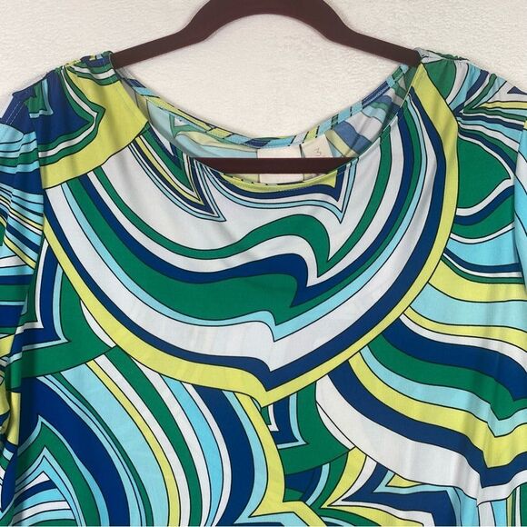 Chico's Modern Movement Cold Shoulder 3/4 Sleeve Multi Color Top Size 3 - Picture 7 of 13